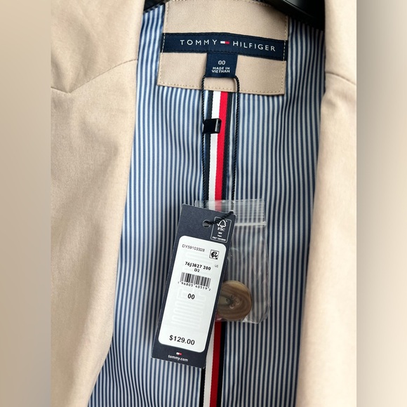 NWT Tommy Hilfiger Oversized Boyfriend Blazer Beige Size 00 - Picture 2 of 6